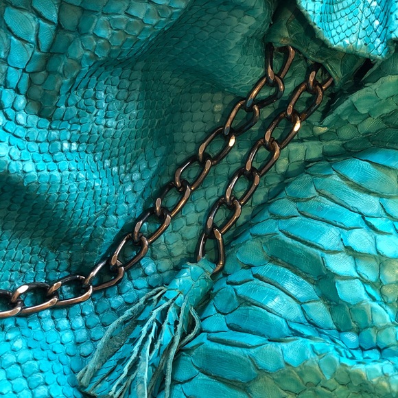 Genuine Python Purse - Good Condition - Turquoise - Picture 2 of 8